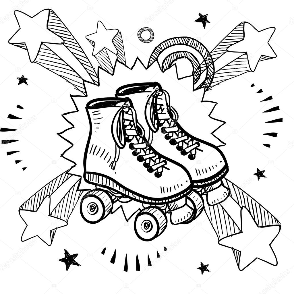 1024x1024 Roller Skating Excitement Sketch Stock Vector Lhfgraphics