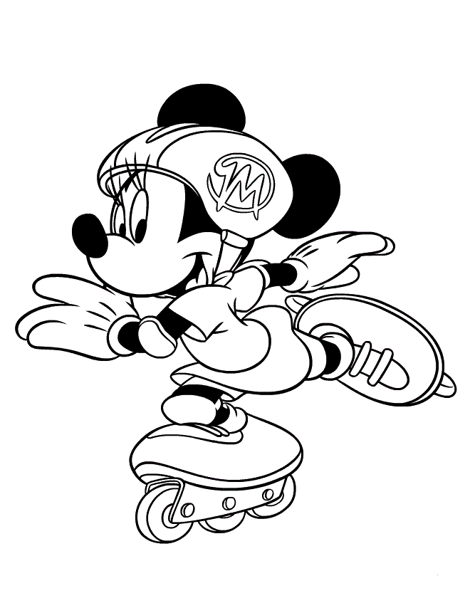 660x847 Minnie Roller Skating Coloring Page Disney Pages
