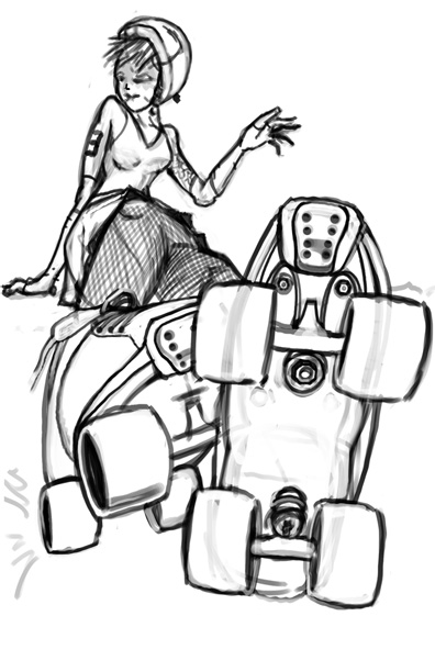 396x612 Roller Girl Sketch By Will Samatis