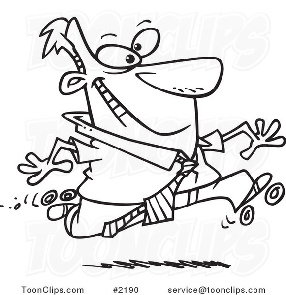 581x600 Cartoon Black And White Line Drawing Of A Business Man Roller