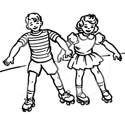 400x420 Boy Roller Skating Clipart