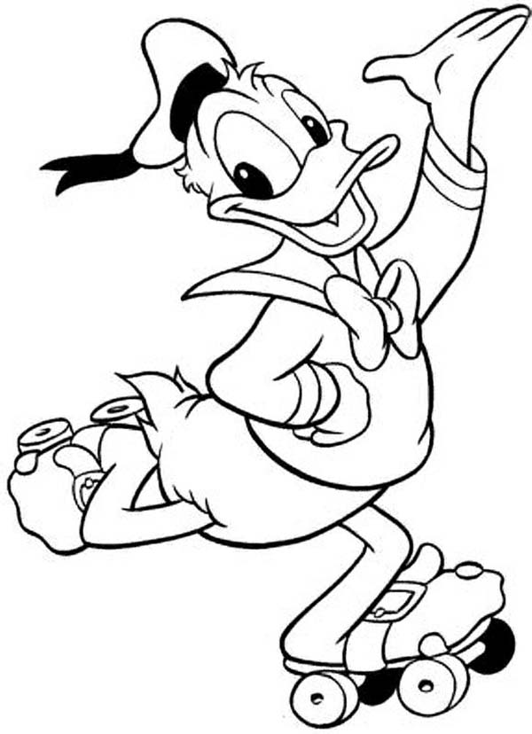 600x828 Donald Duck Play Roller Skate Coloring Pages
