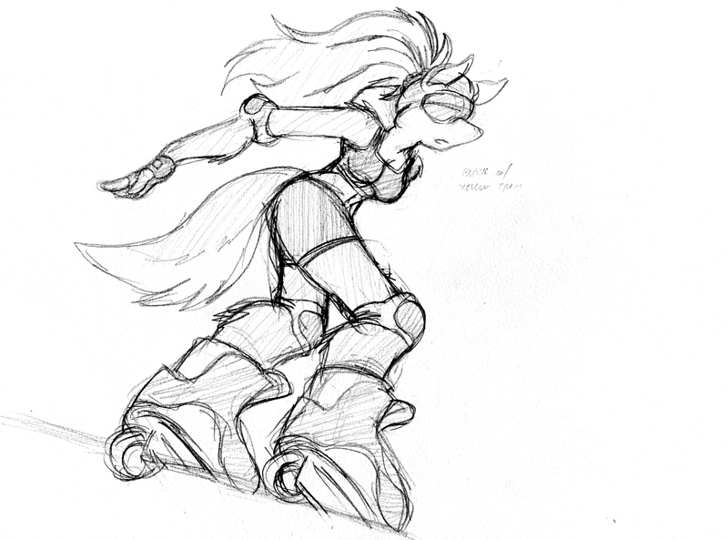 800x593 Amber Rollerblading Sketch By Inspectornills