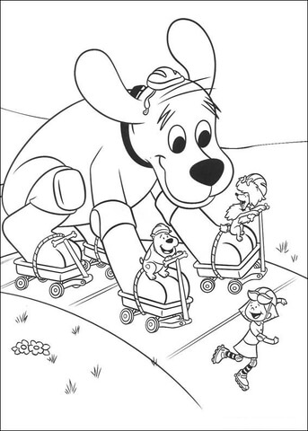 343x480 Clifford Roller Blading Coloring Page Free Printable Coloring Pages