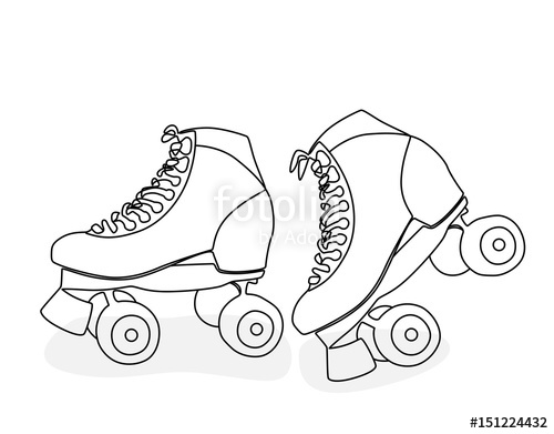 500x391 Hand Line Drawing Of Rollerblades Stock Image And Royalty Free