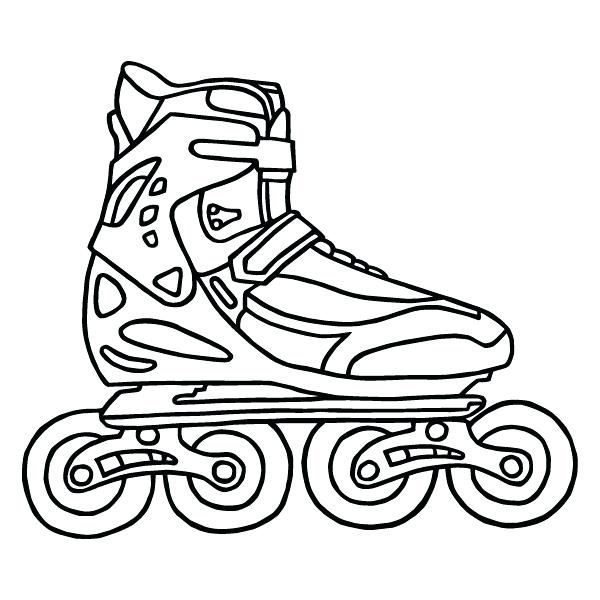 600x600 Rollerblades Coloring Page Of A Black And White Pair Of Roller