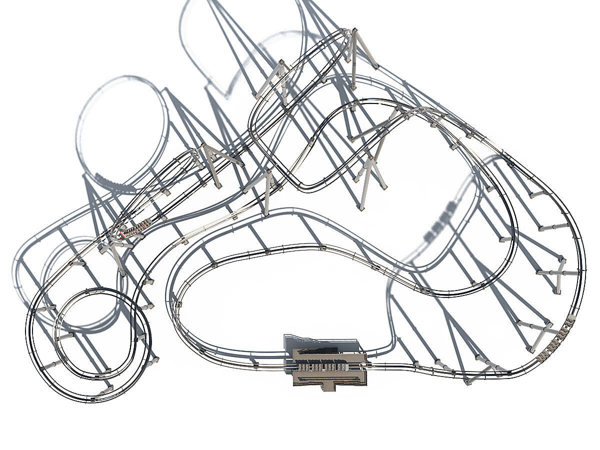1200x900 Roller Coaster Track And Train 3d Cgtrader