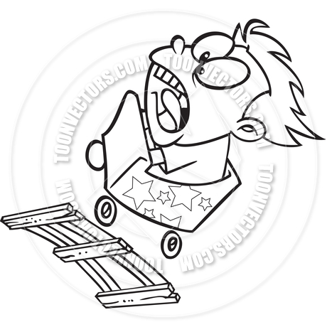 460x460 Cartoon Roller Coaster Ride (Black And White Line Art) By Ron