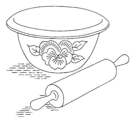 564x509 Design 912 E Rolling Pin, Mixing Bowls And Embroidery