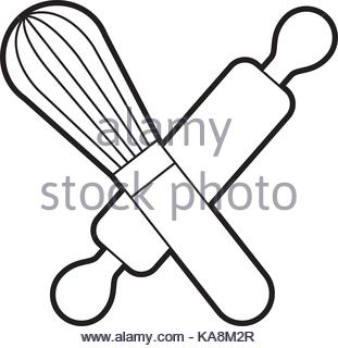 311x320 Rolling Pin And Hand Mixer Tool Kitchen Cook Stock Vector Art