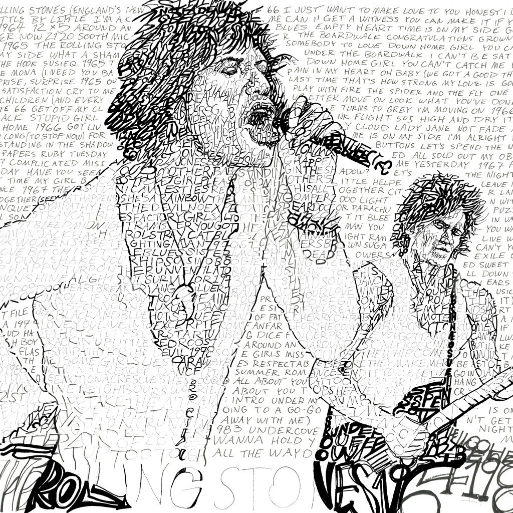 1024x1024 Rolling Stones Word Art Print