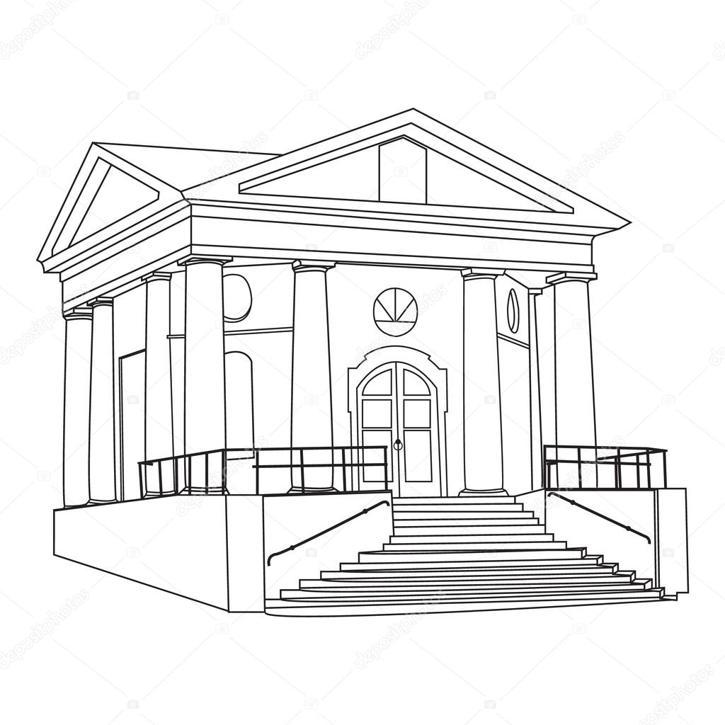 1024x1024 Old Building With Columns Stock Vector Oleksadr
