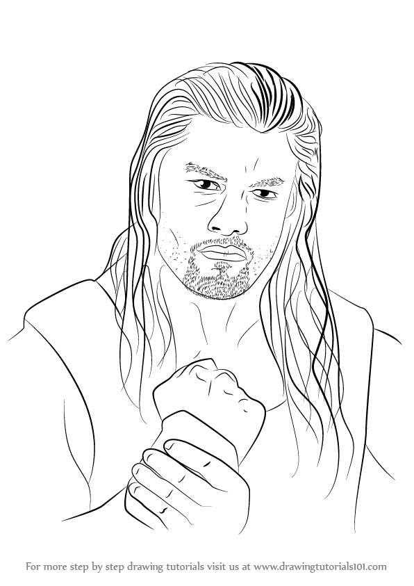596x843 Learn How To Draw Roman Reigns (Wrestlers) Step By Step Drawing