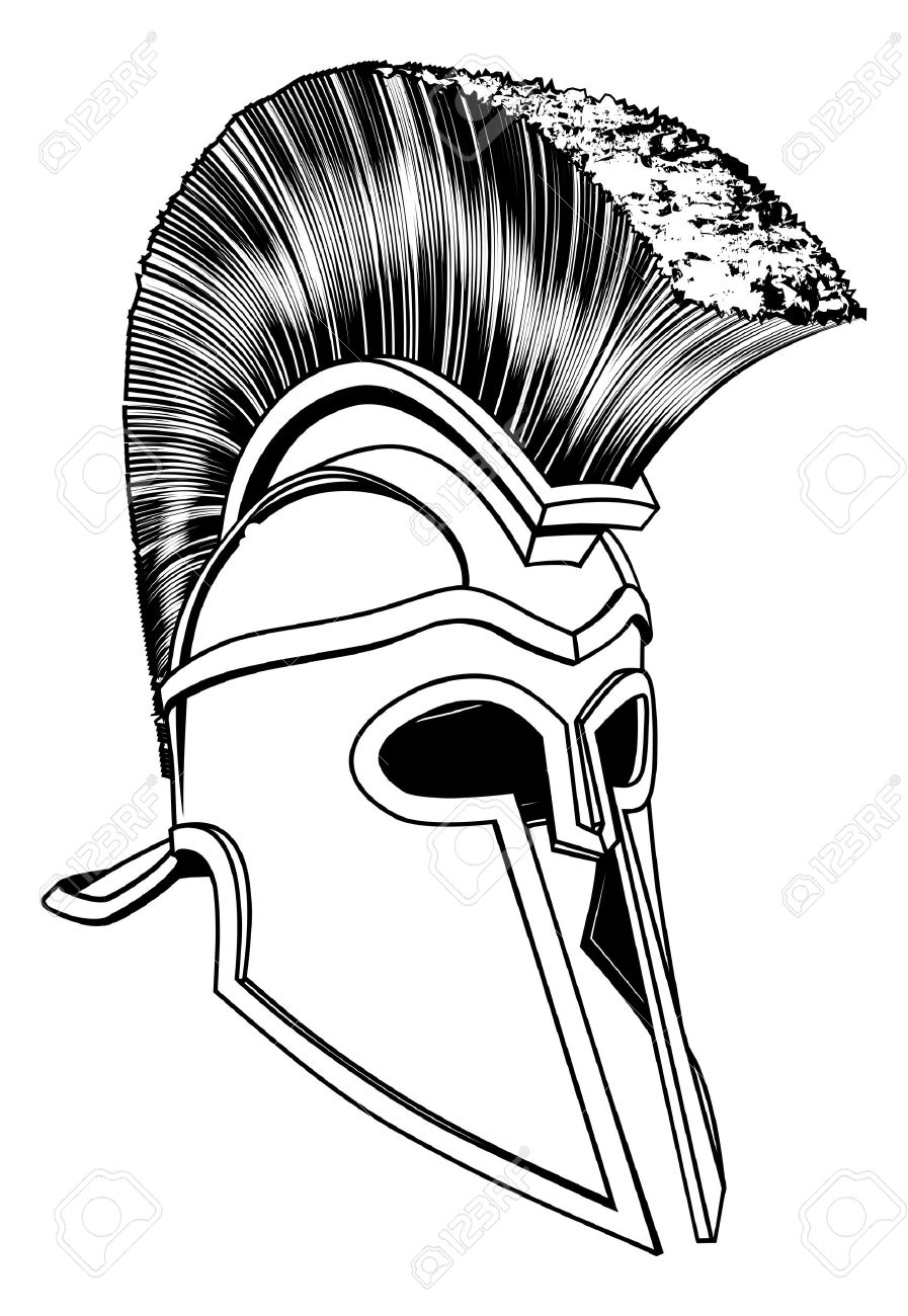 897x1300 Monochrome Illustration Of A Bronze Corinthian Or Spartan Helmet