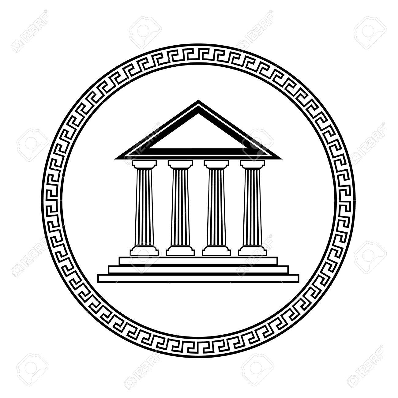 1300x1300 Greek Black Silhouette Temple Isolated On White Background