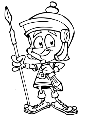 339x480 Cartoon Roman Soldier With Spear Coloring Page Free Printable