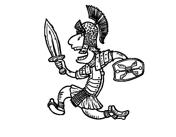 600x470 Roman Soldier Attacking Coloring Page