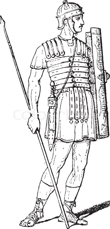 385x800 Roman Legionary, Vintage Engraving Stock Vector Colourbox