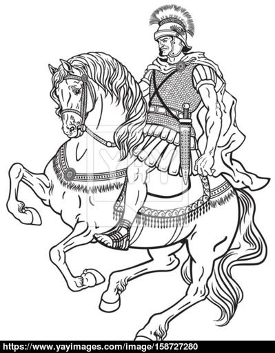 399x512 Roman Warrior On The Horse Vector