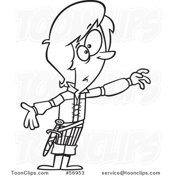 581x600 Cartoon Outline Thespian Guy Playing Romeo