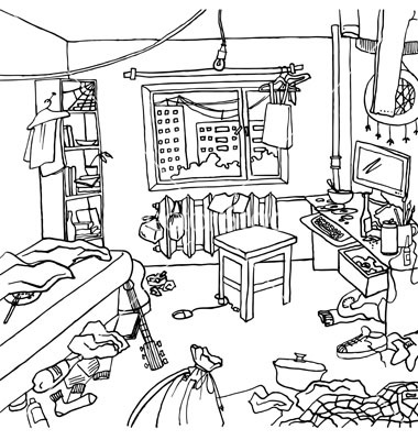 380x400 Drawn Bedroom Line Drawing