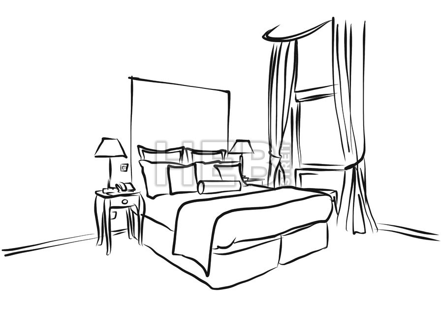 900x668 Hotel Room King Size Bed, Interieur Coloring Page Hebstreits