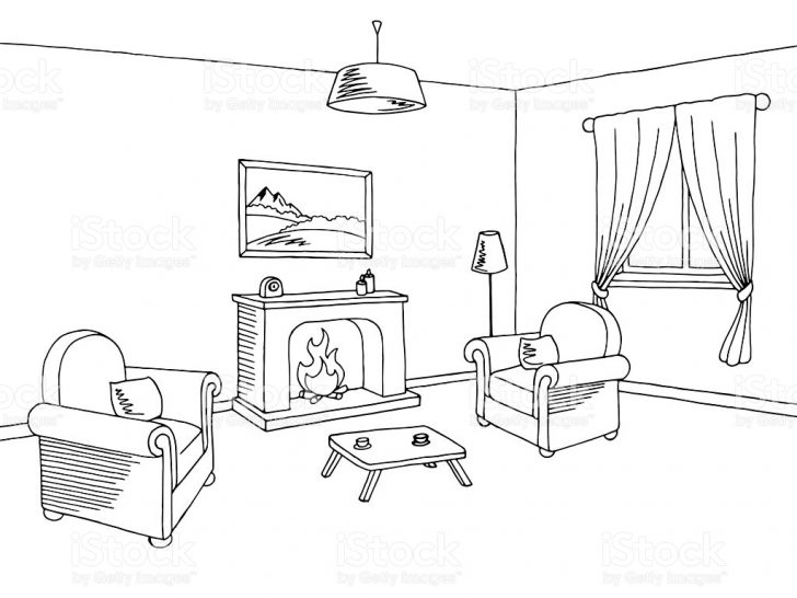 728x546 Living Room Clipart Line Drawing Black And White Sets Christ