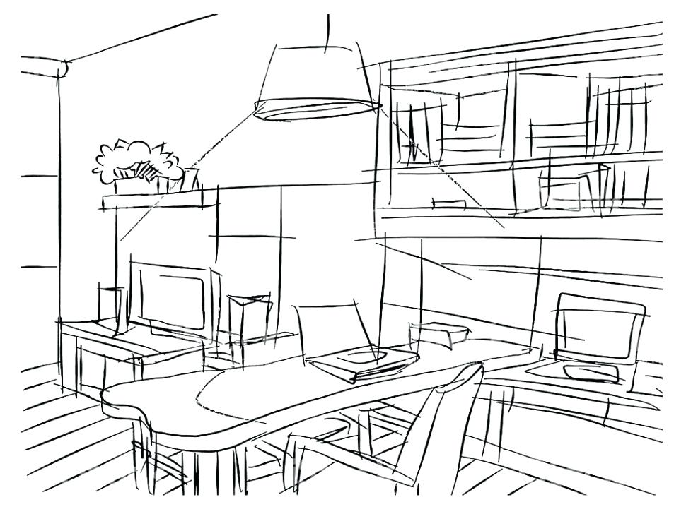 970x728 Living Room Draw The Living Room Living Room Drawing Picture