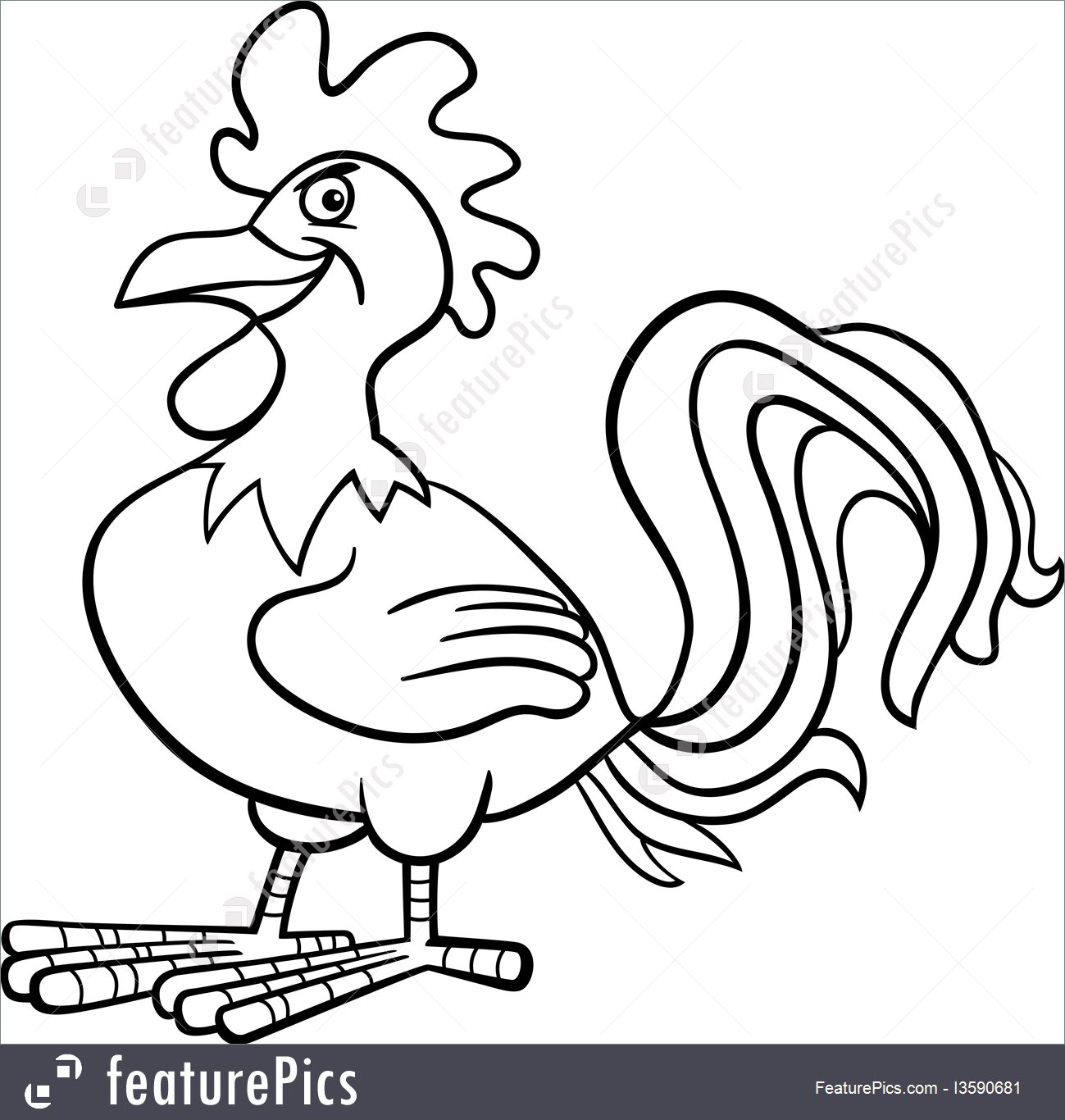 1299x1366 Illustration Of Farm Rooster Cartoon For Coloring Book