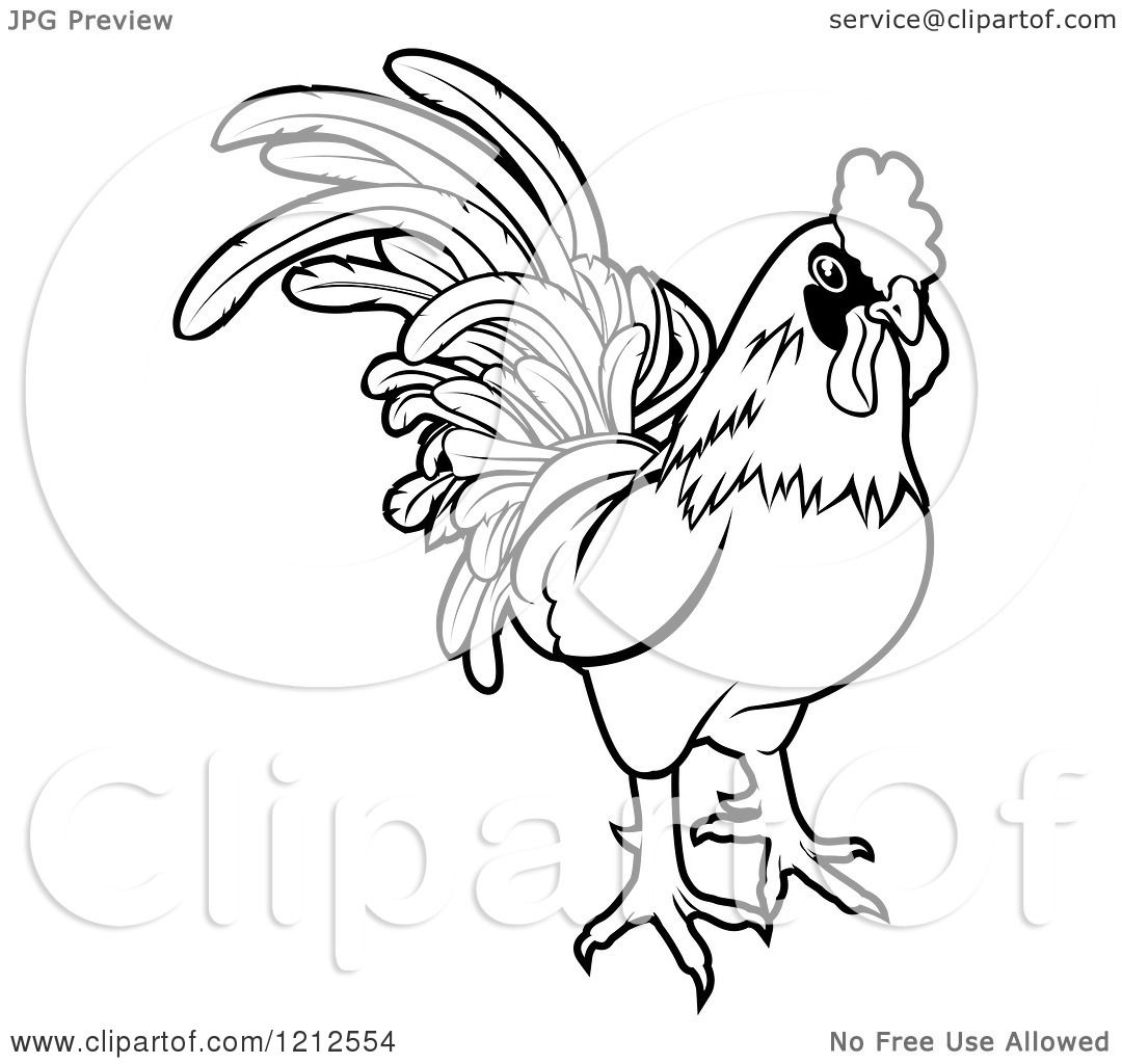 1080x1024 Cartoon Of An Outlined Chinese Zodiac Rooster