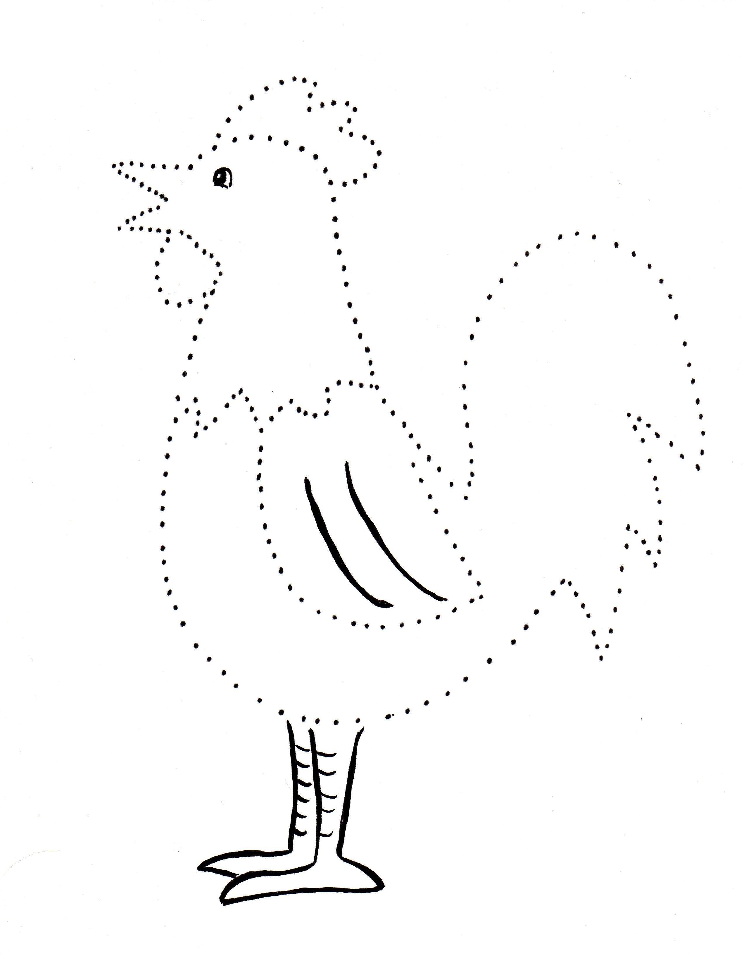 2545x3268 Rooster Dot Drawing