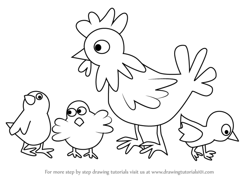 800x567 Step By Step How To Draw Chicken And Chicks