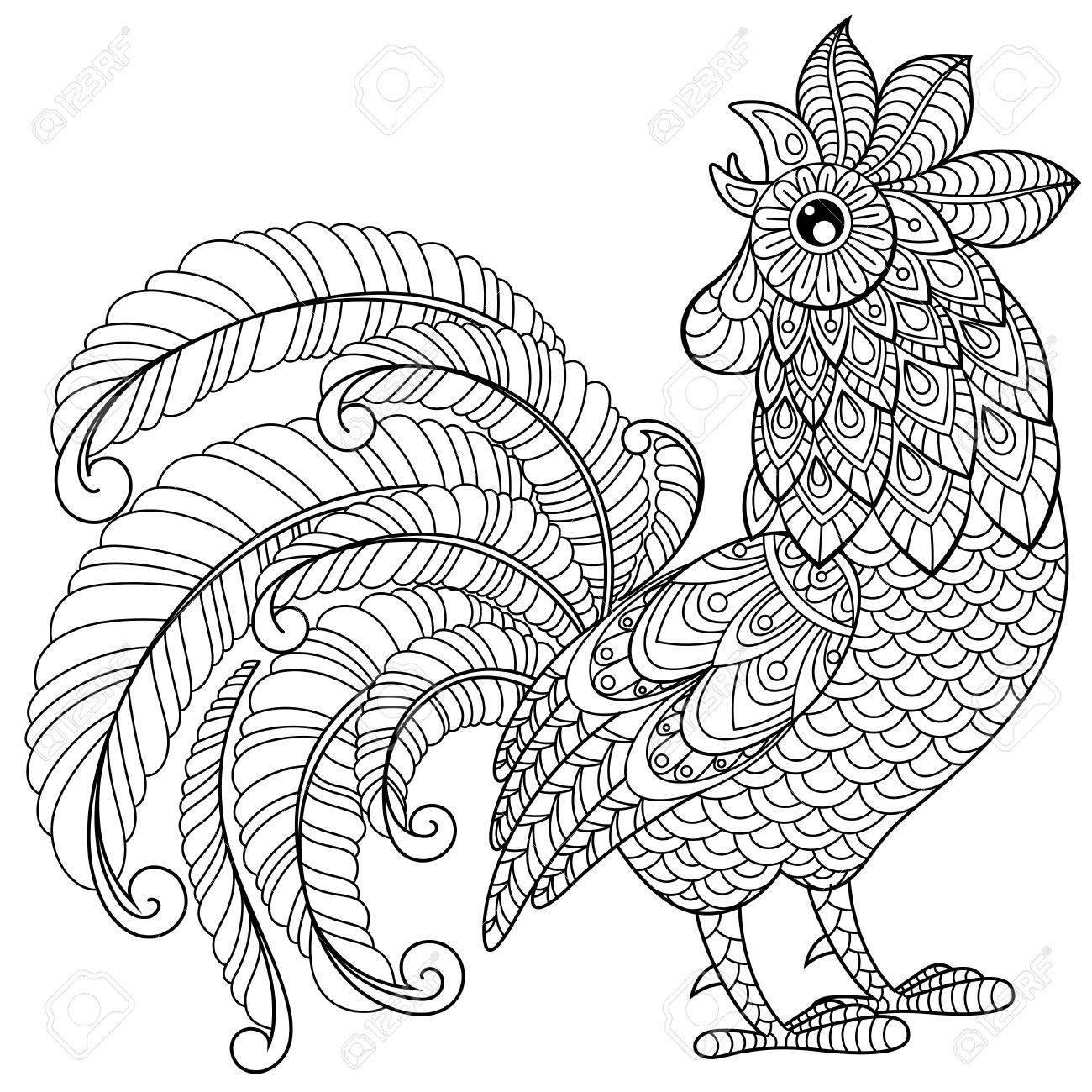 1300x1300 Rooster In Zentangle Style. Symbol Of Chinese New Year 2017