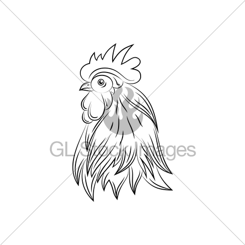 500x500 Head Of Rooster, Hand Drawn Style Gl Stock Images