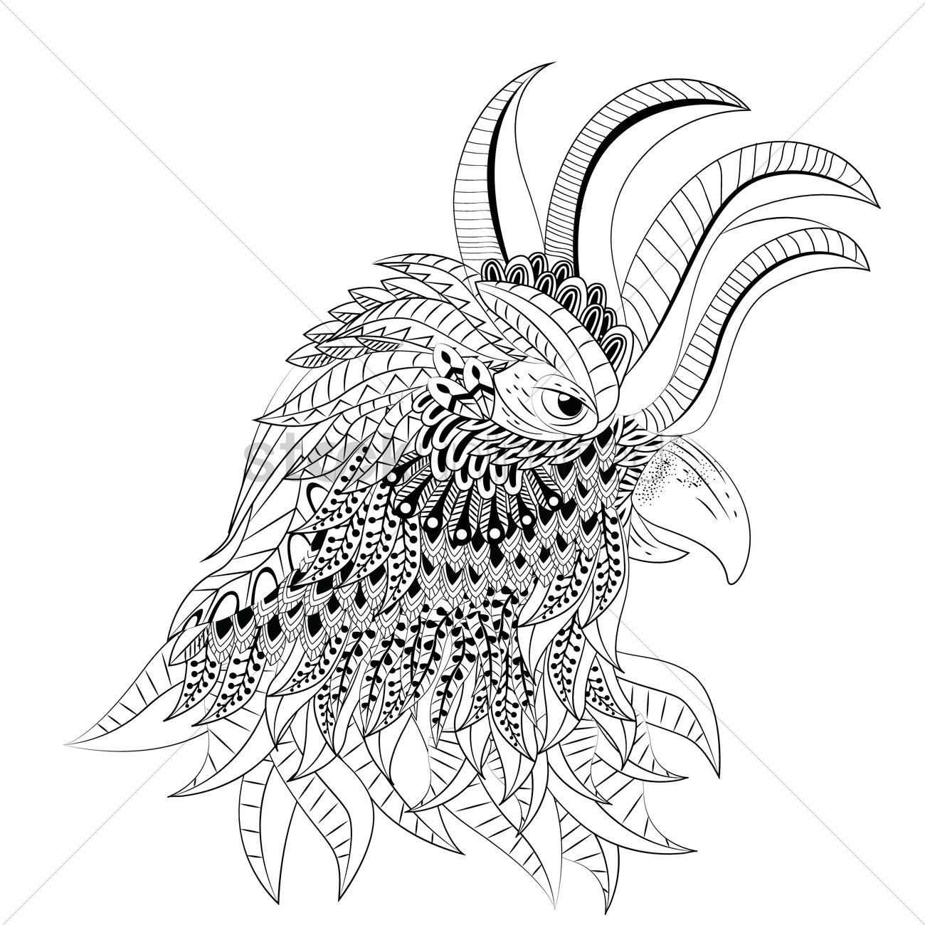 1300x1300 Intricate Rooster Design Vector Image