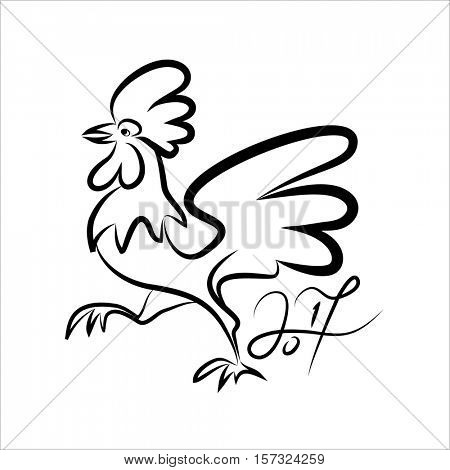 450x470 Rooster Black Line Art Sketch Cock Vector Amp Photo Bigstock