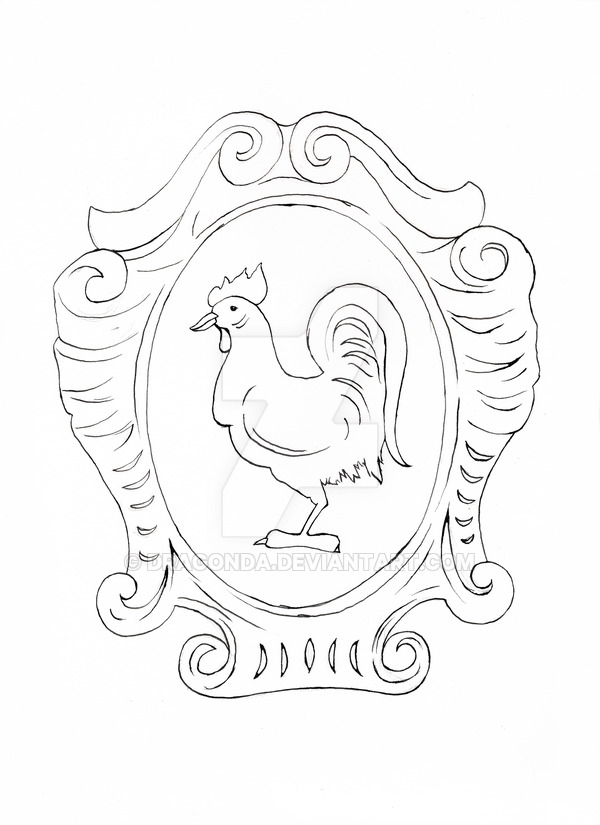 600x825 Efteling Rooster Line Drawing By Dragonda
