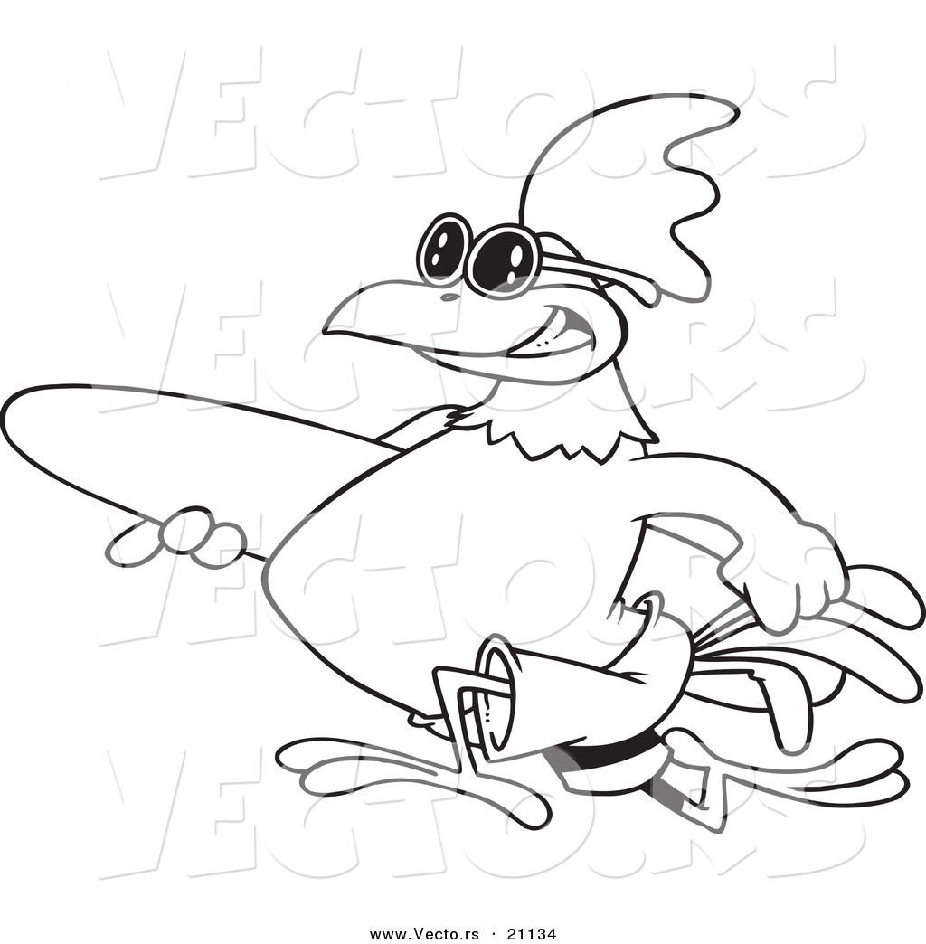 1024x1044 Vector Of A Cartoon Surfer Rooster Carrying A Board