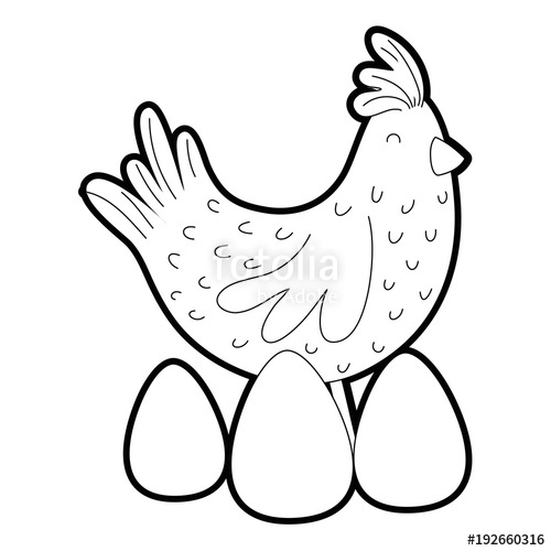 500x500 Outline Hen Bird Farm Animal With Eggs Stock Image And Royalty