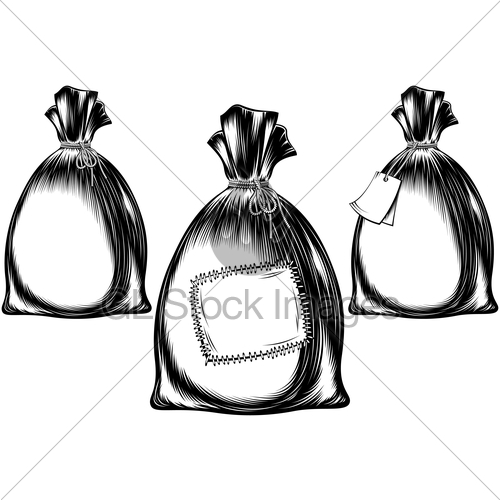 500x500 Sack Bag Rope Monochrome Sketch Ink Hand Drawing Icon Set Gl