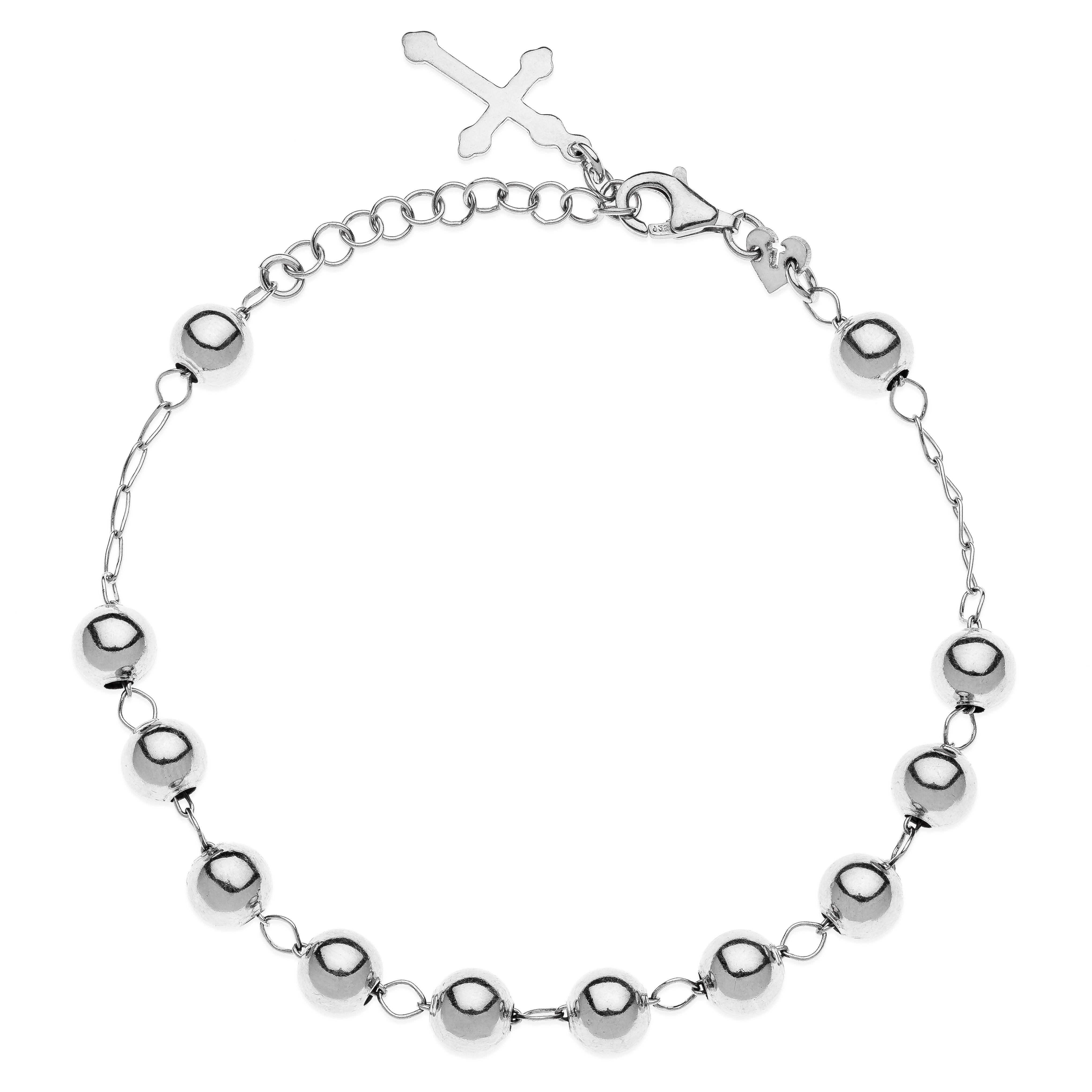 4072x4072 Black Rosary Beads Silver Bracelet