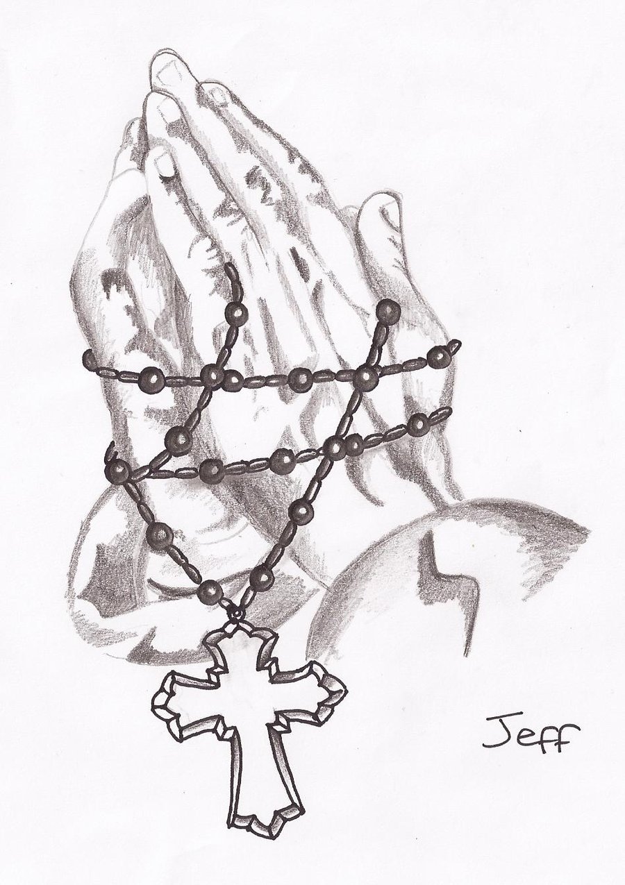 900x1275 Praying Hands And Rosary Beads By Amylou31