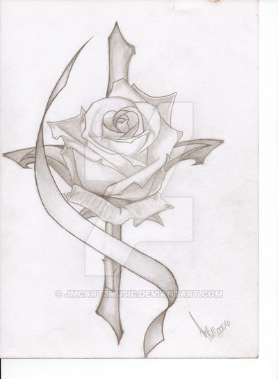 400x545 Rose N Cross Tattoo By Jmcart3music