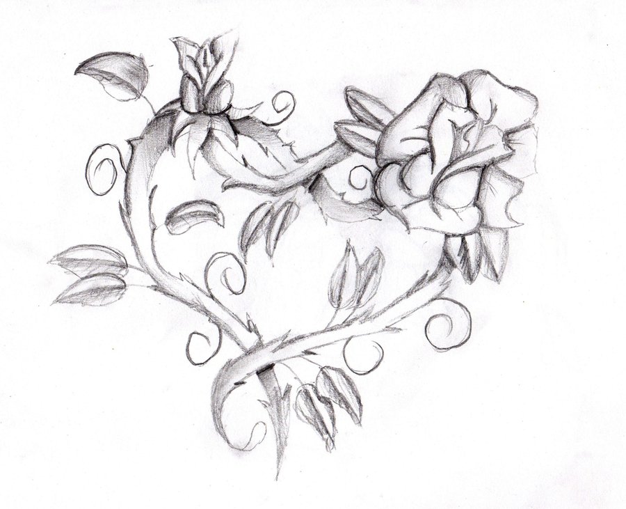 Rose And Heart Drawing at GetDrawings | Free download