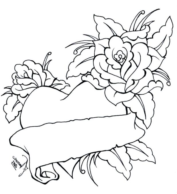 618x678 Coloring Pages Nice Coloring Pages Of Roses And Hearts Small