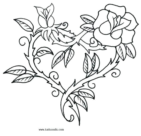 600x581 Hearts And Roses Coloring Pages Synthesis.site