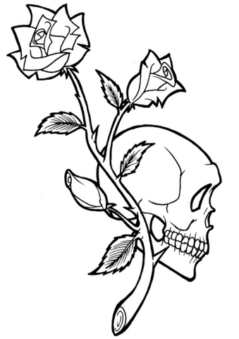 339x480 Rose And Skull Tattoo Coloring Page Free Printable Coloring Pages