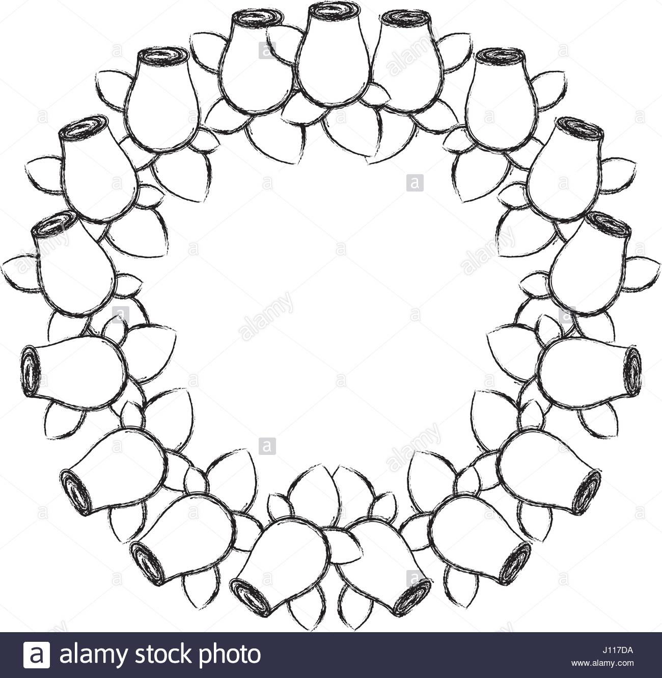 1300x1331 Blurred Silhouette Crown Drawing Rosebuds With Leaves Stock Vector