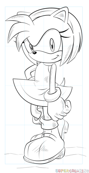 297x575 How To Draw Amy Rose The Hedgehog Step By Step Drawing Tutorials
