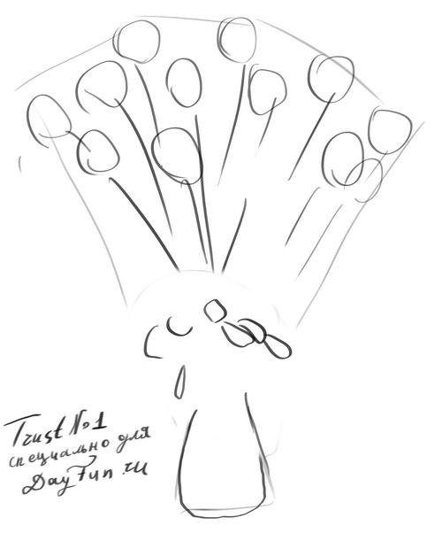 500x611 How To Draw A Bouquet Of Roses Step By Step